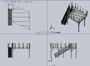 钢结构的观察楼梯架设计模型
